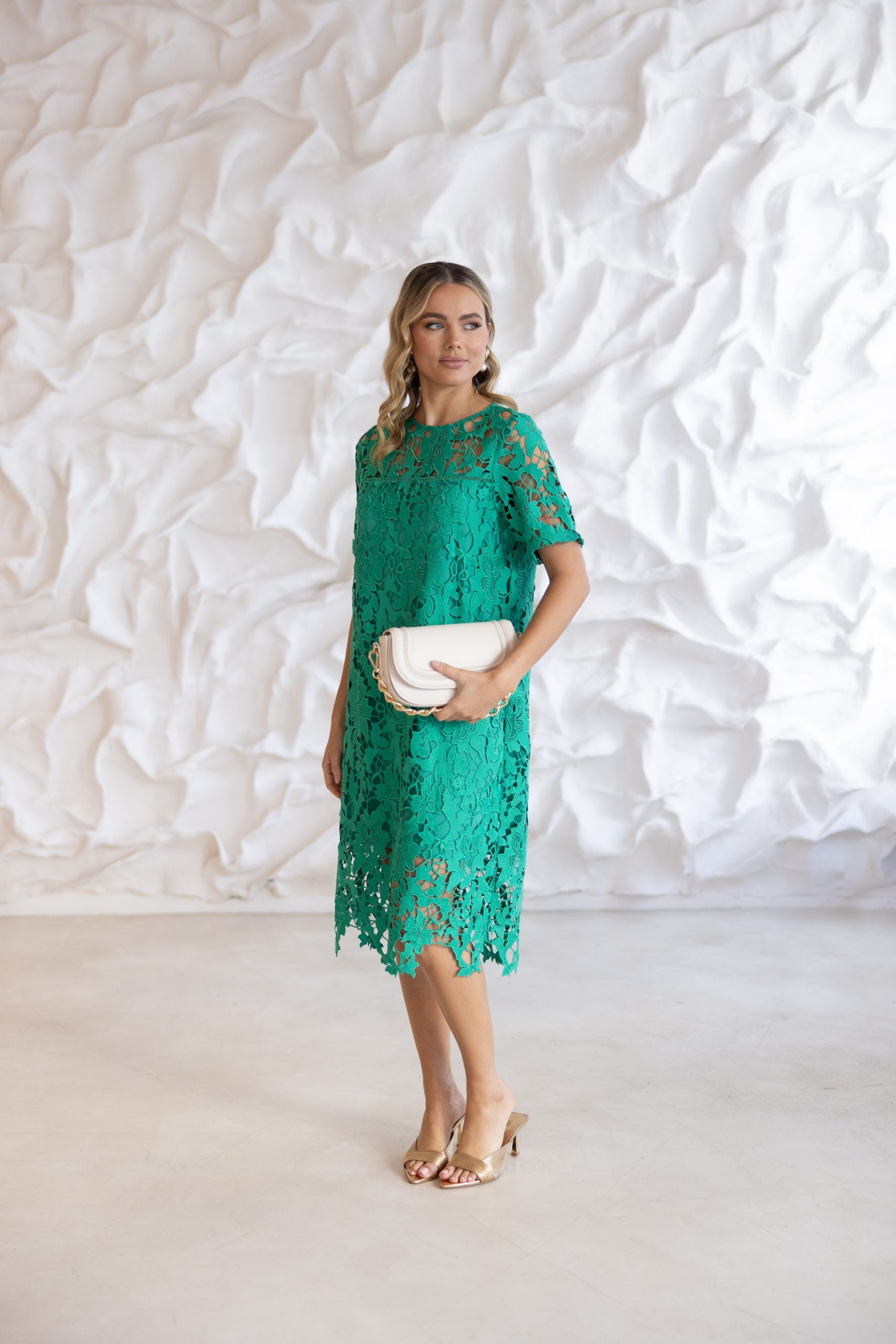 Women’s emerald lace occasion wear