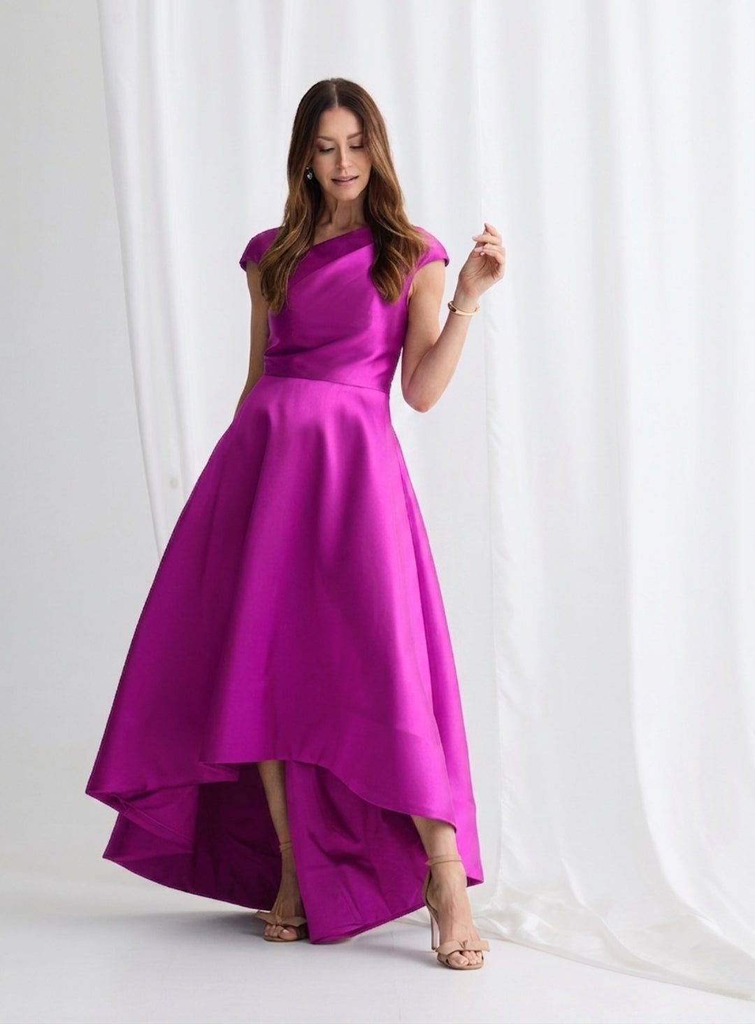 Women’s chocolate formal dress hi lo V back