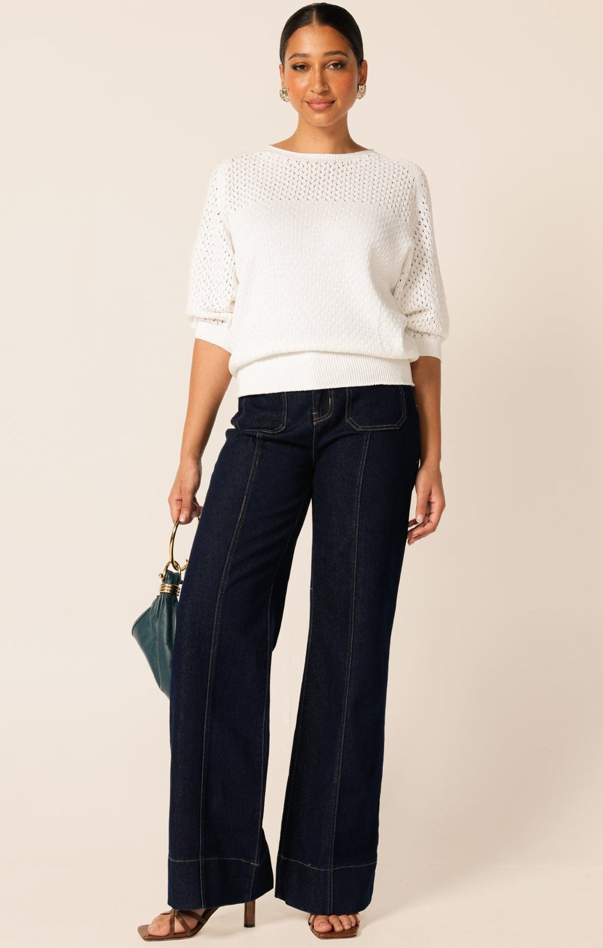 3/4 Sleeve Ripple Knit Top In Ivory by Sacha Drake - image 5