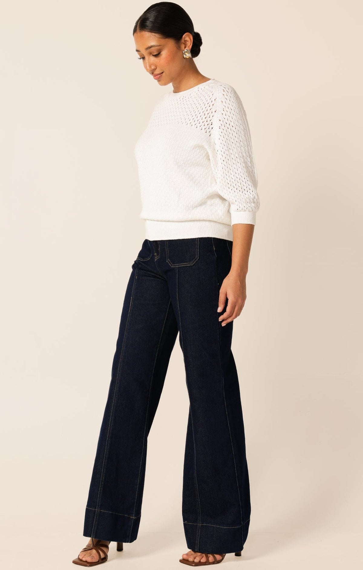 3/4 Sleeve Ripple Knit Top In Ivory by Sacha Drake - image 9
