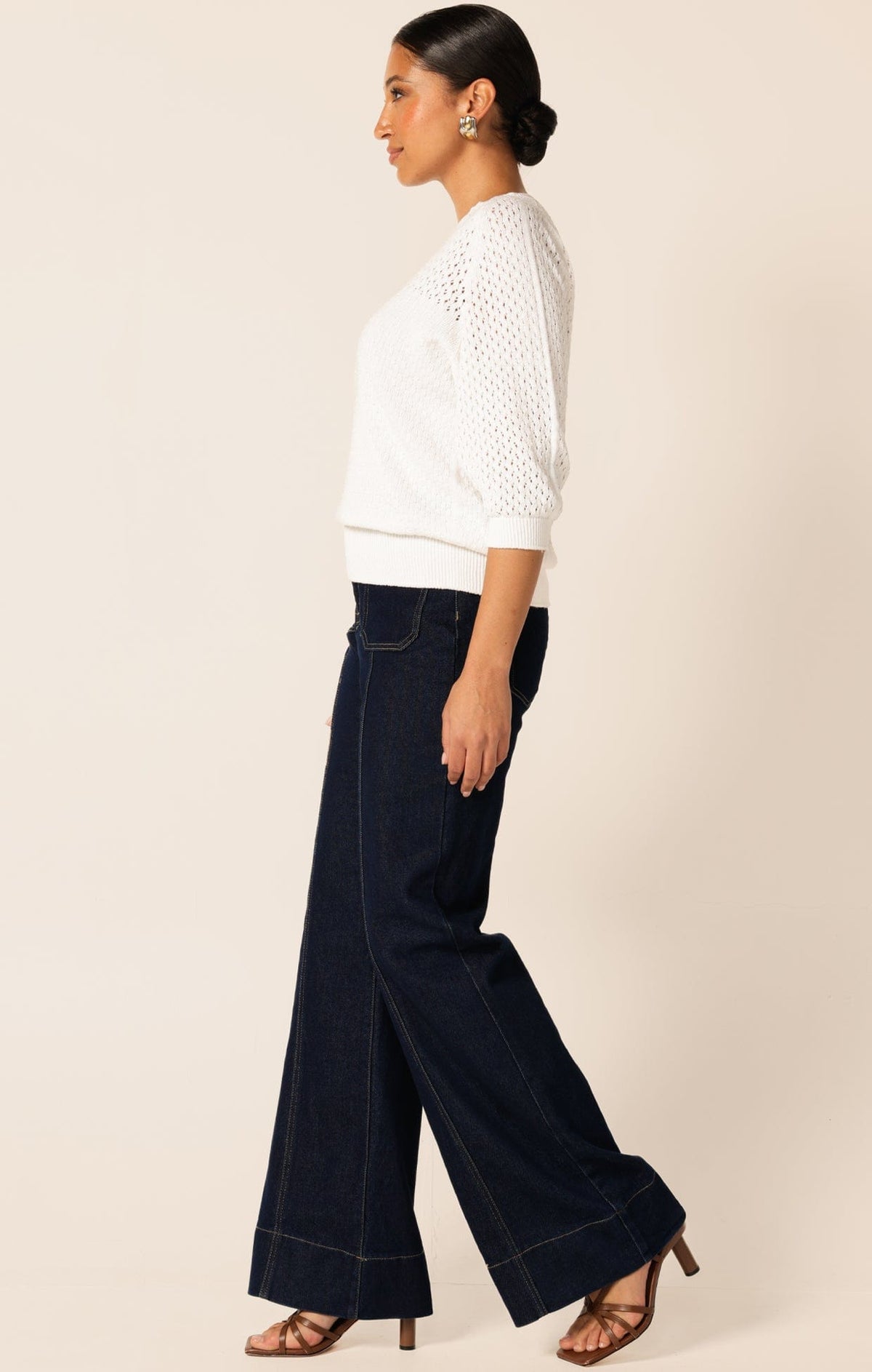 3/4 Sleeve Ripple Knit Top In Ivory by Sacha Drake - image 8