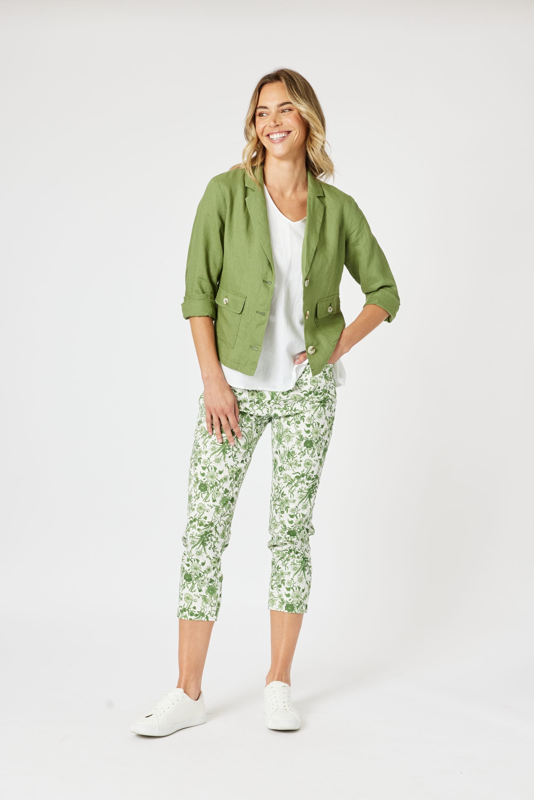 Danielle Cropped Linen Blazer | Women’s Linen Jacket Australia | Showies Boutique