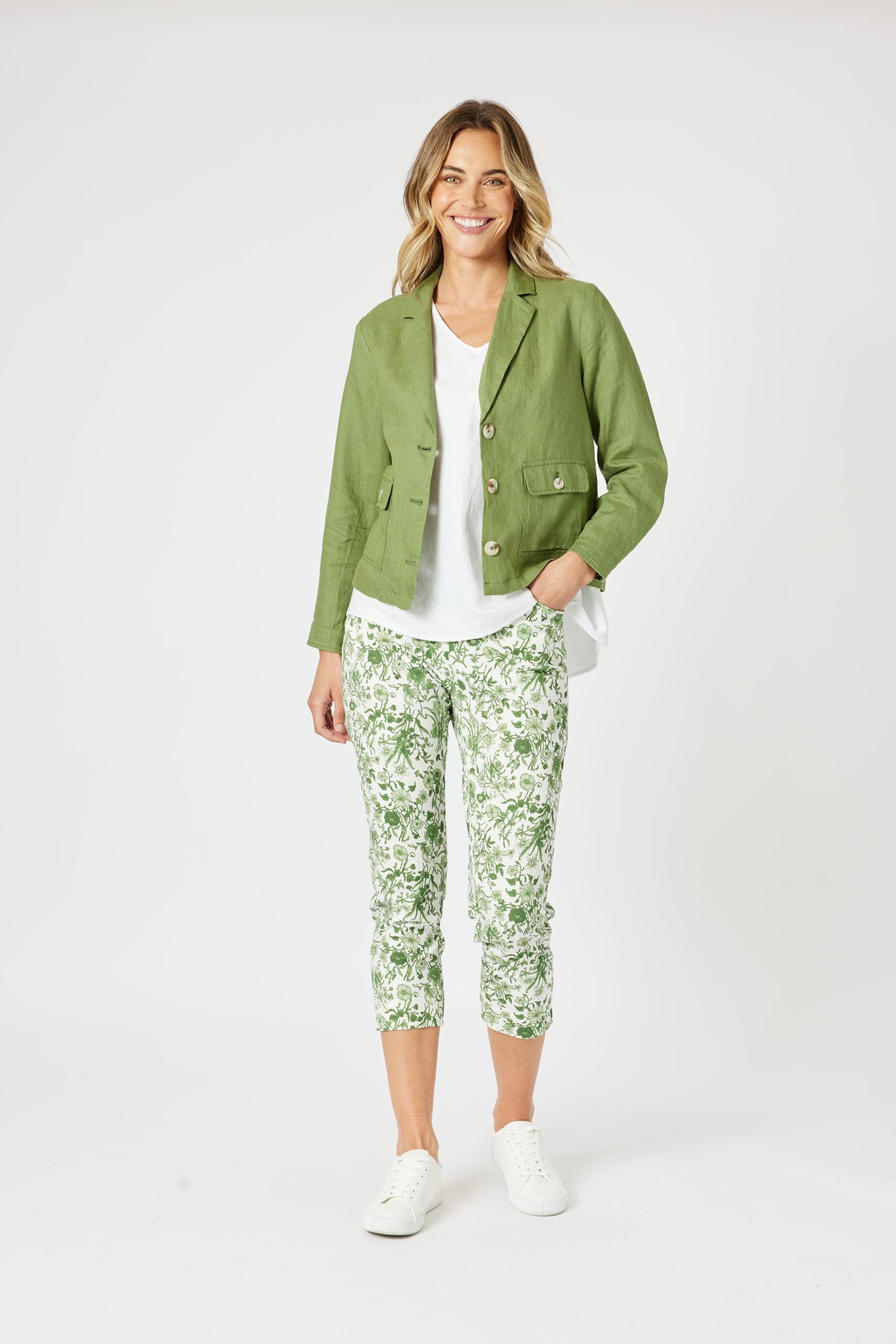 Danielle Cropped Linen Blazer | Women’s Linen Jacket Australia | Showies Boutique