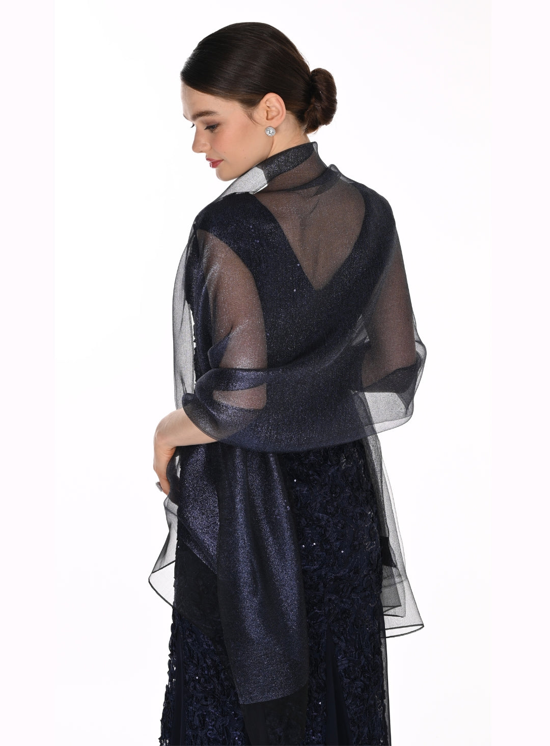 Classic Black and Navy Sheer Shawl – Frank Lyman Layered Elegance