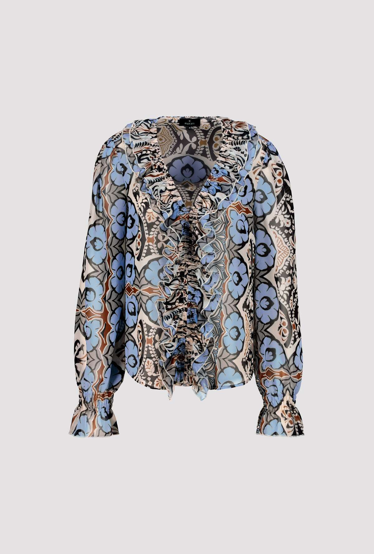 V-Neck Patterned Frill Blouse | Women’s Printed Blouse Australia