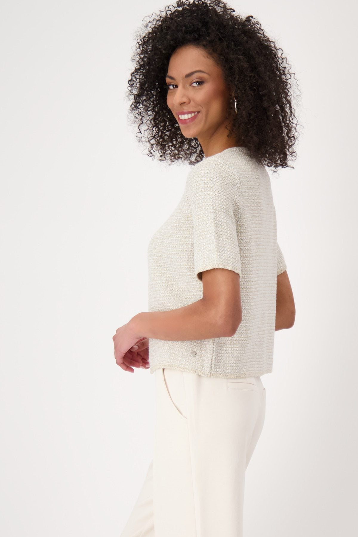 Tweed Short Sleeve Cardigan | Women’s Lurex Knit Cardigan Australia