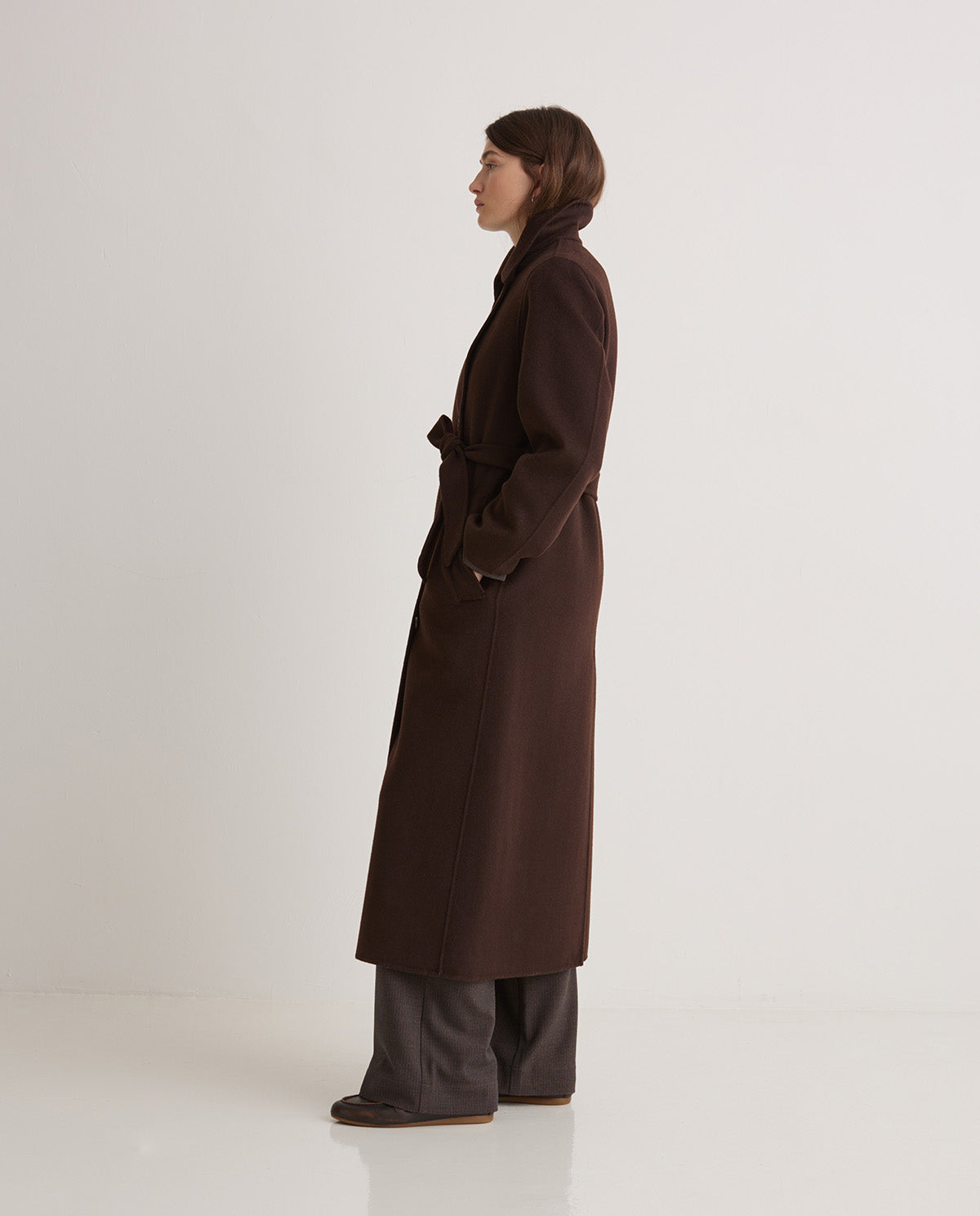 Long wool coat women funnel neck winter style