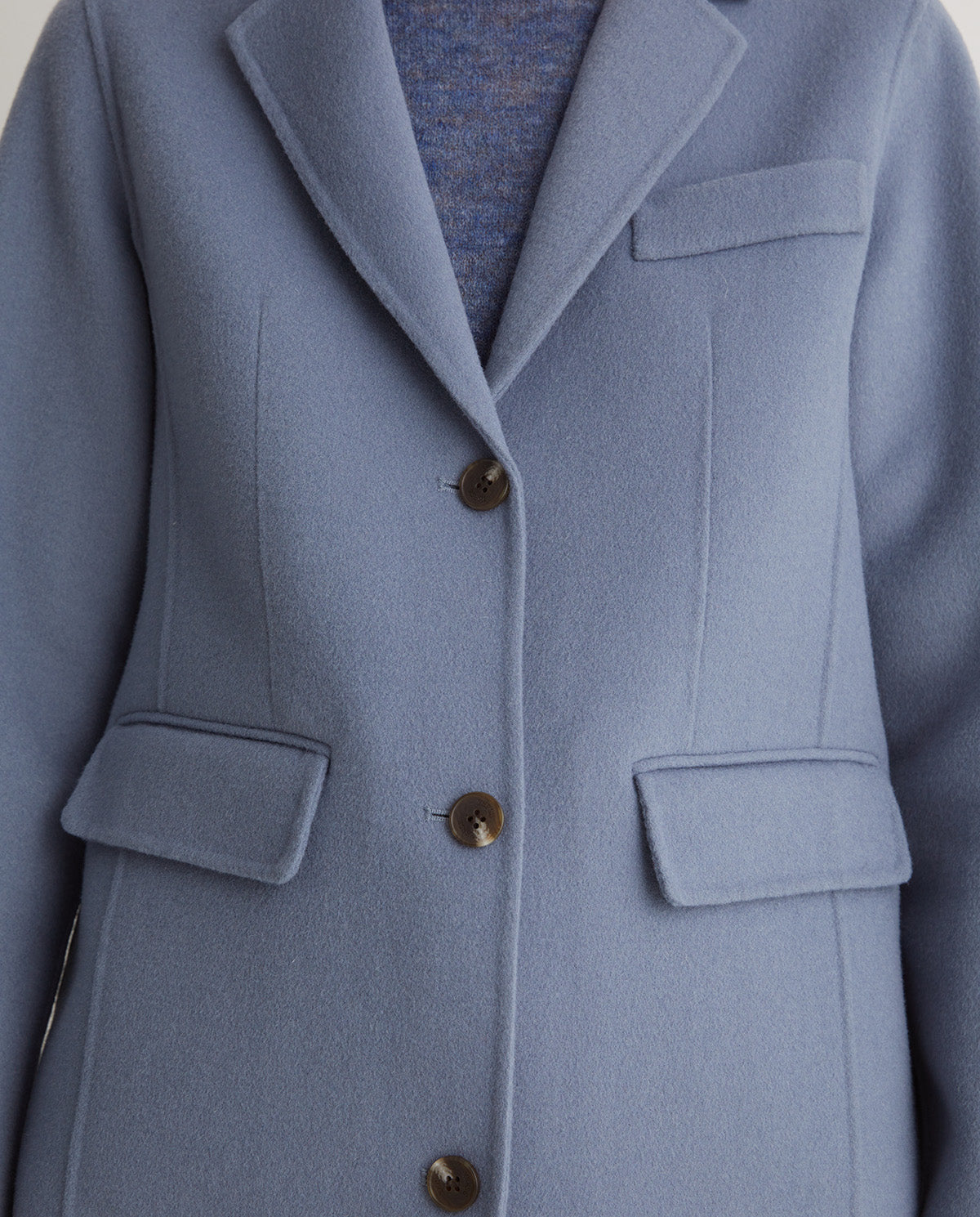 Elegant blue wool blend coat midi winter wear