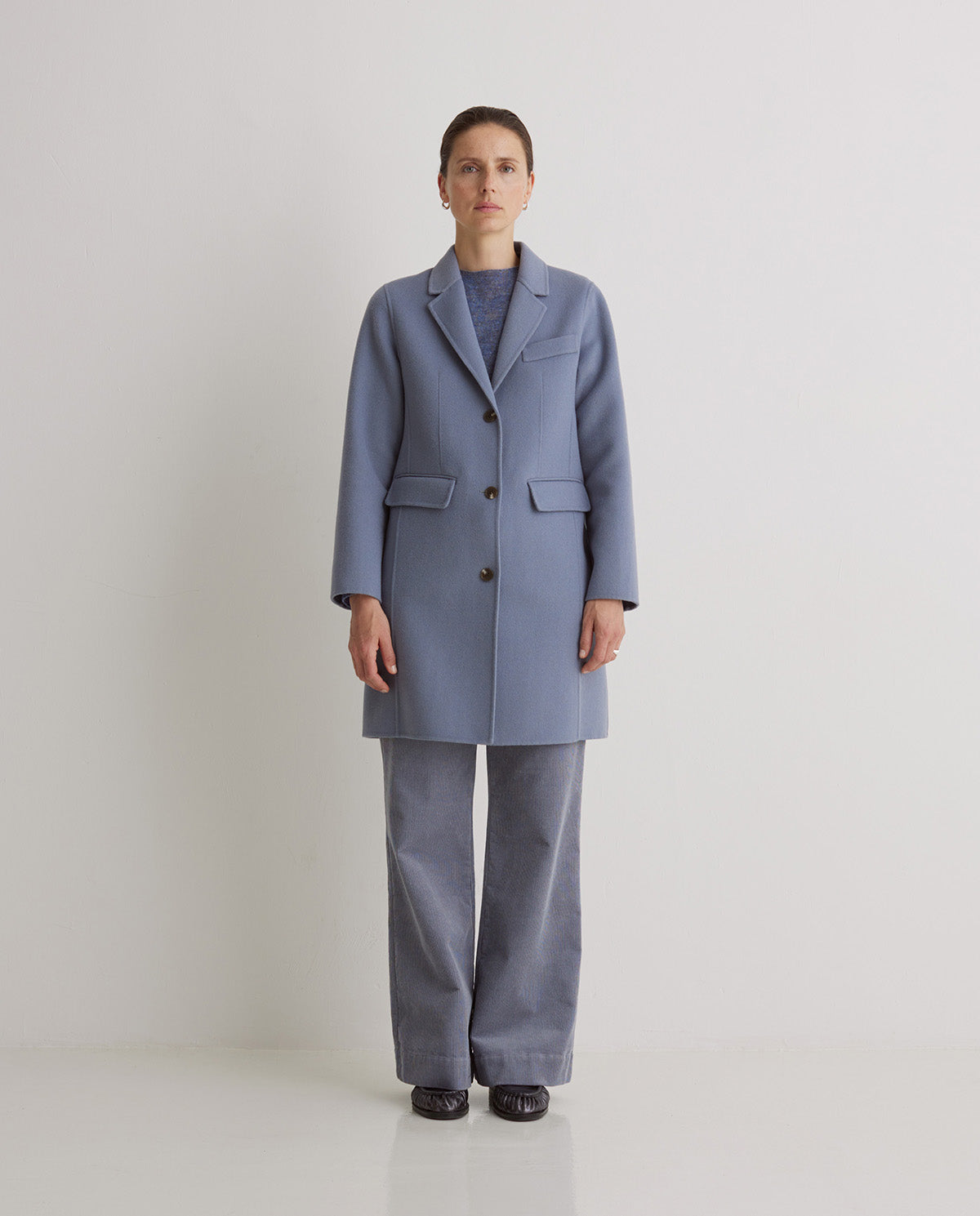 Women’s blue coat wool blend handmade design