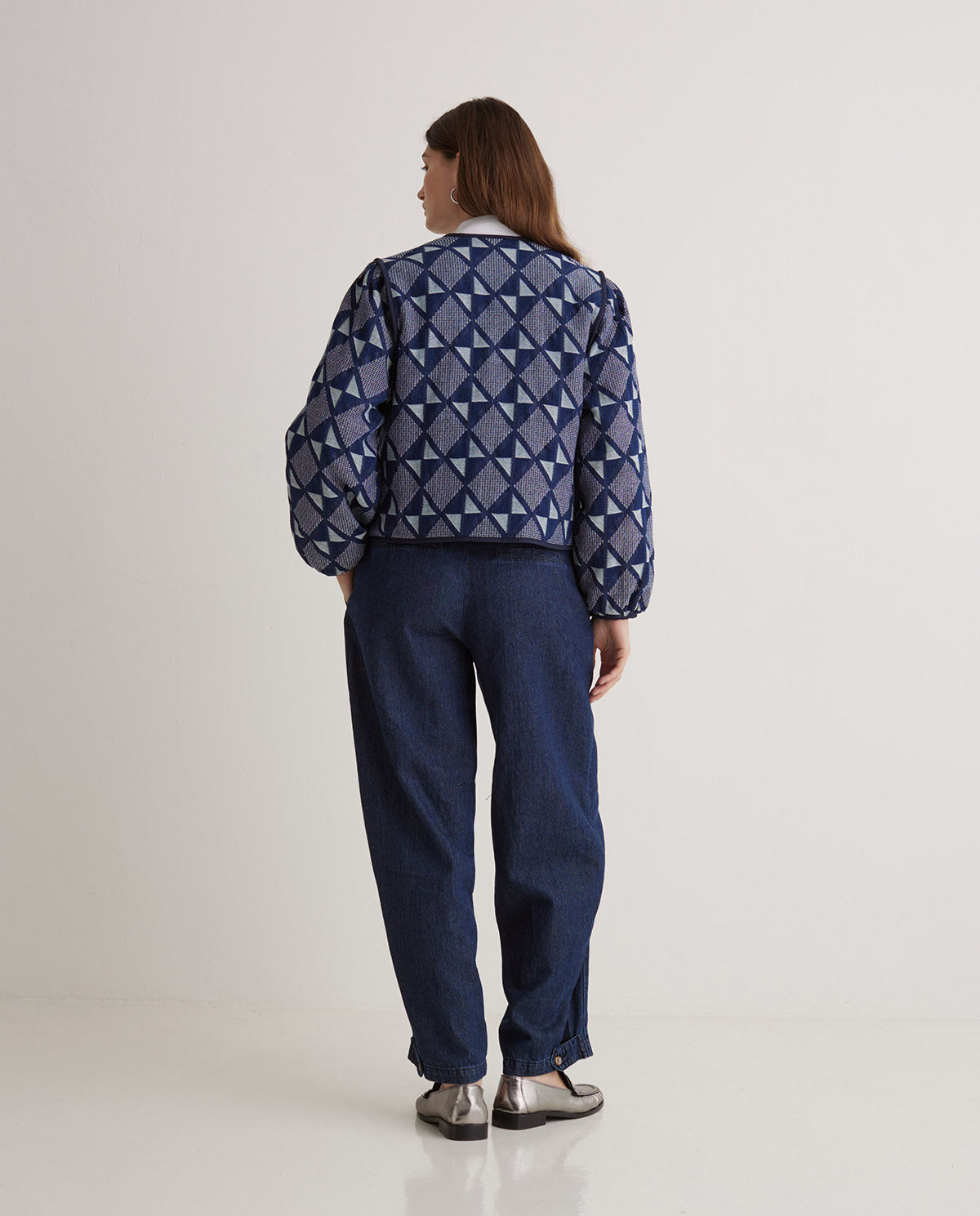 Indigo Blue Jacquard Cotton Jacket | Women’s Structured Jacket Australia