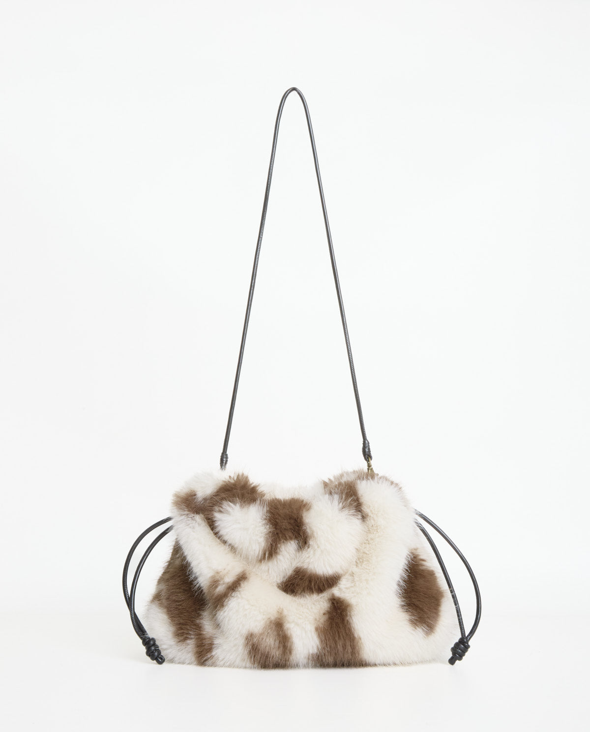 Faux fur shoulder bag leather strap
