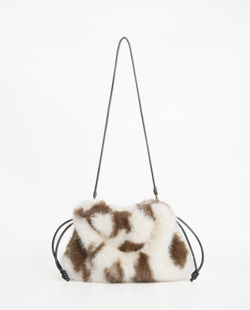 Faux fur shoulder bag leather strap
