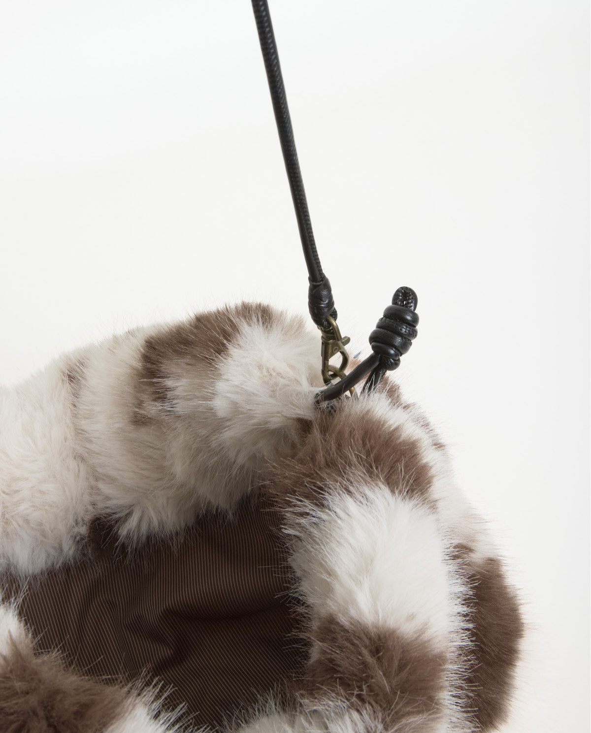 Faux fur bag with leather strap