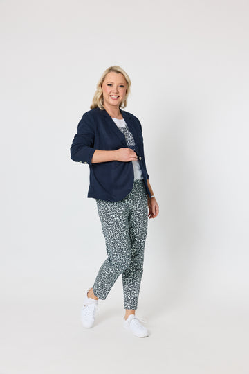 Navy Tailored Button-Front Jacket