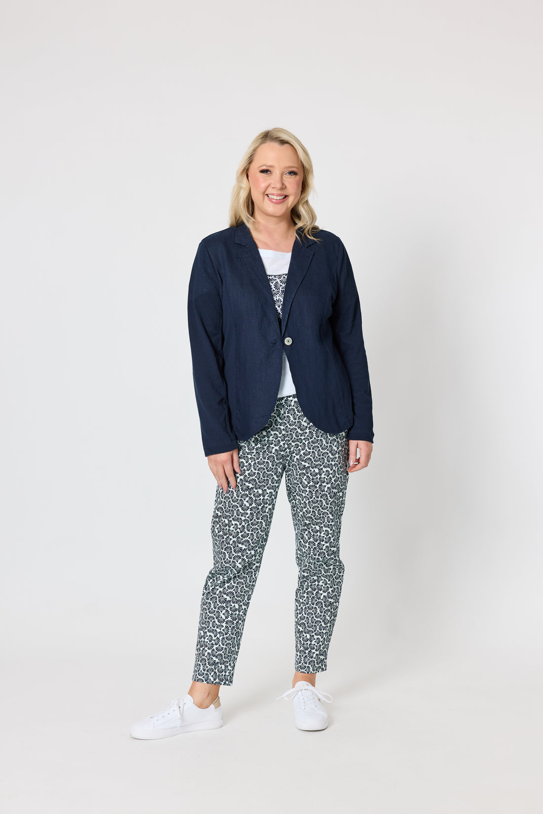 Navy Tailored Button-Front Jacket