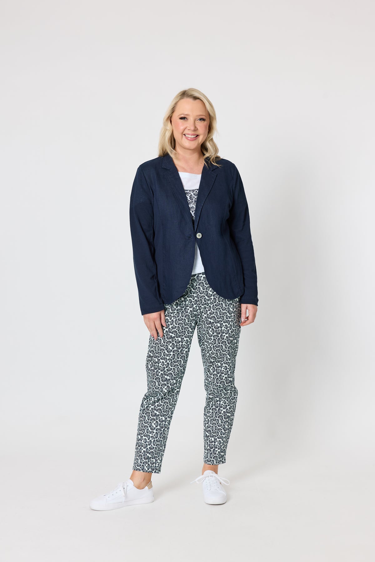 Navy Tailored Button-Front Jacket
