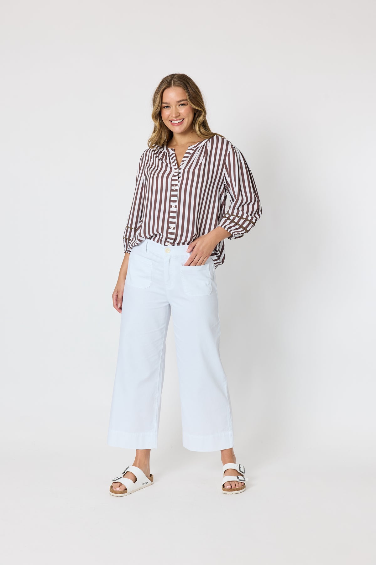 White Wide Leg Cropped Pants