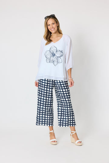 Camellia Floral Print Top - White