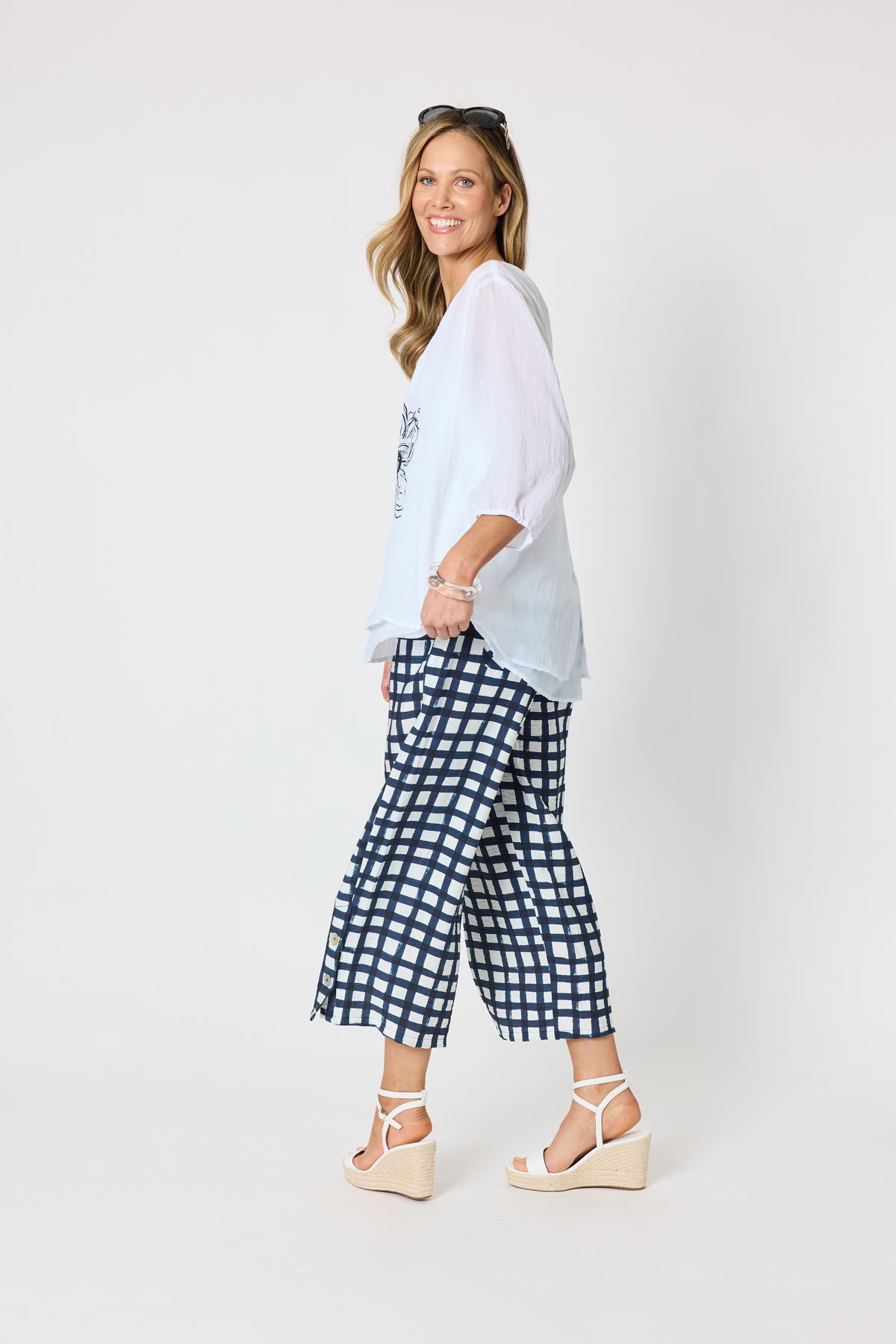 Camellia Floral Print Top - White