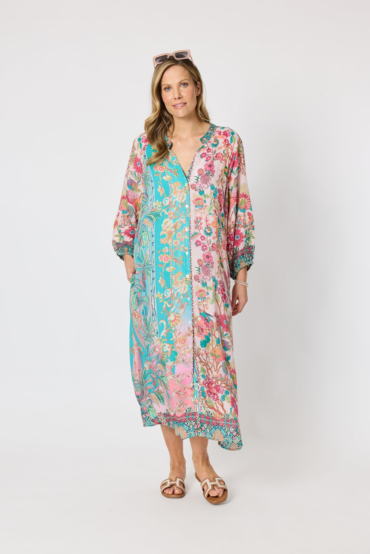 Blush Multi Floral Print Midi Dress