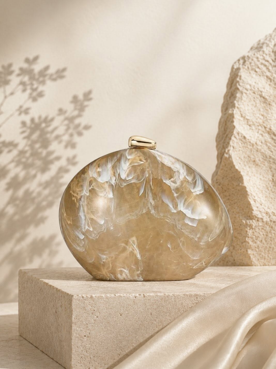 Luxury Marble Effect Oval Clutch Bag with Gold Clasp | Luxury Marble Effect Clutch Bag Australia