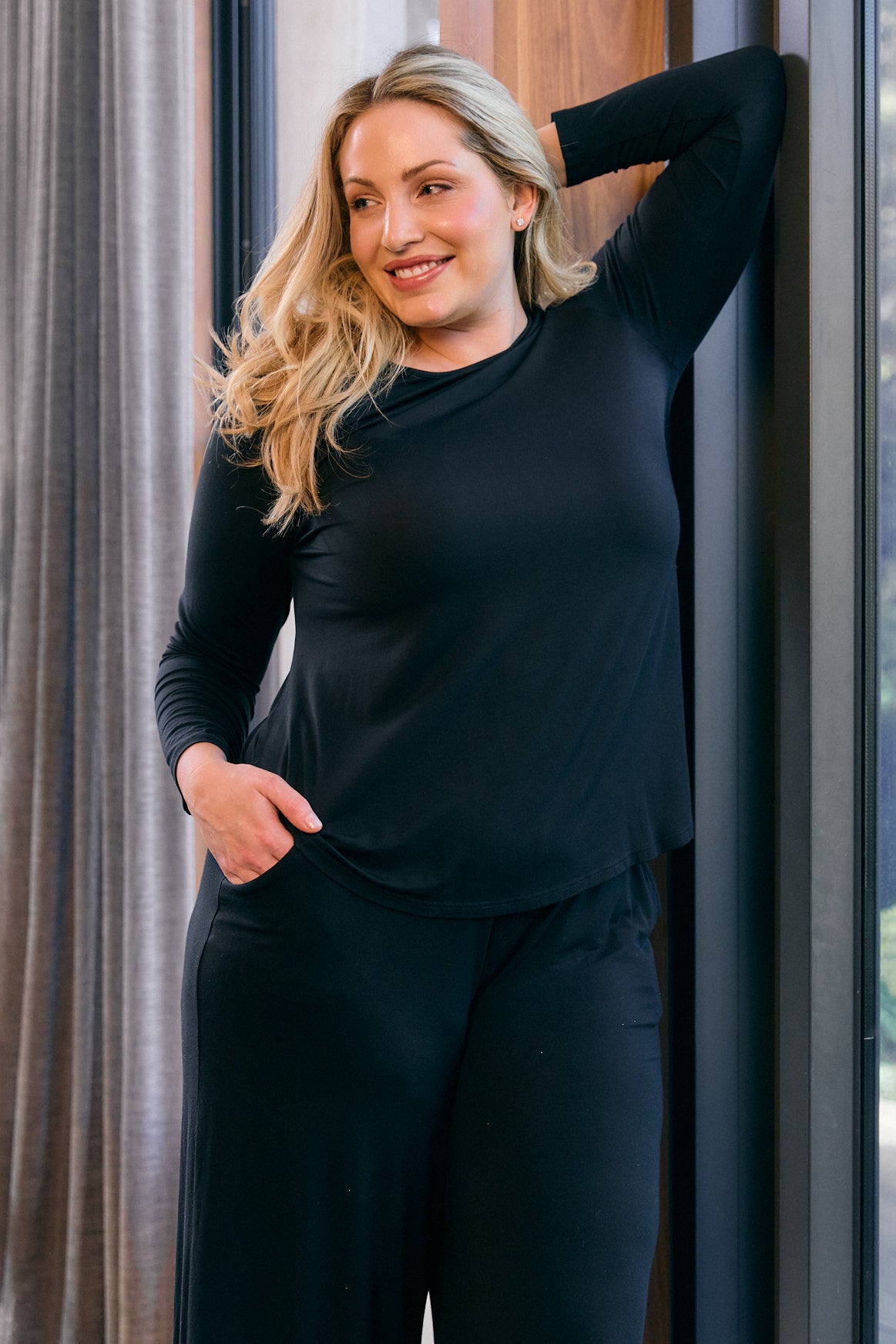 Cara Long Sleeve Top | Elegant Black Top Australia