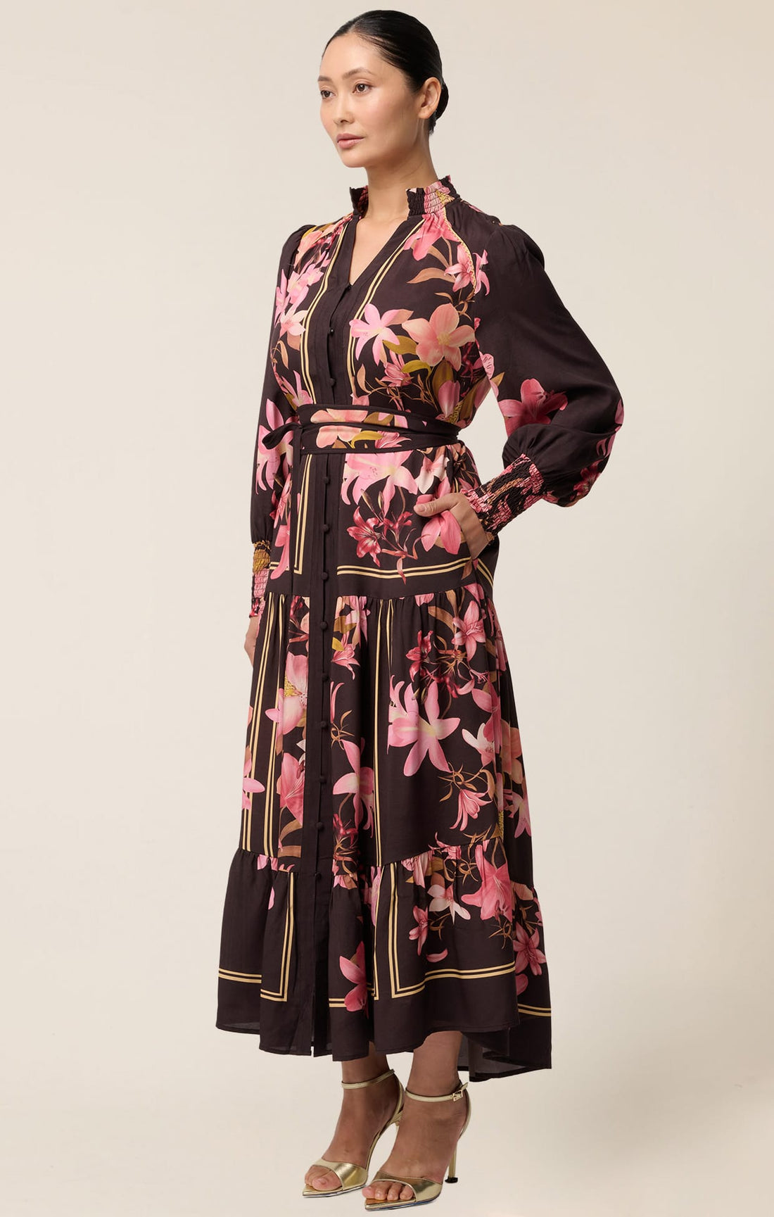 Adine Maxi Dress In Obsidian Bloom by Sacha Drake