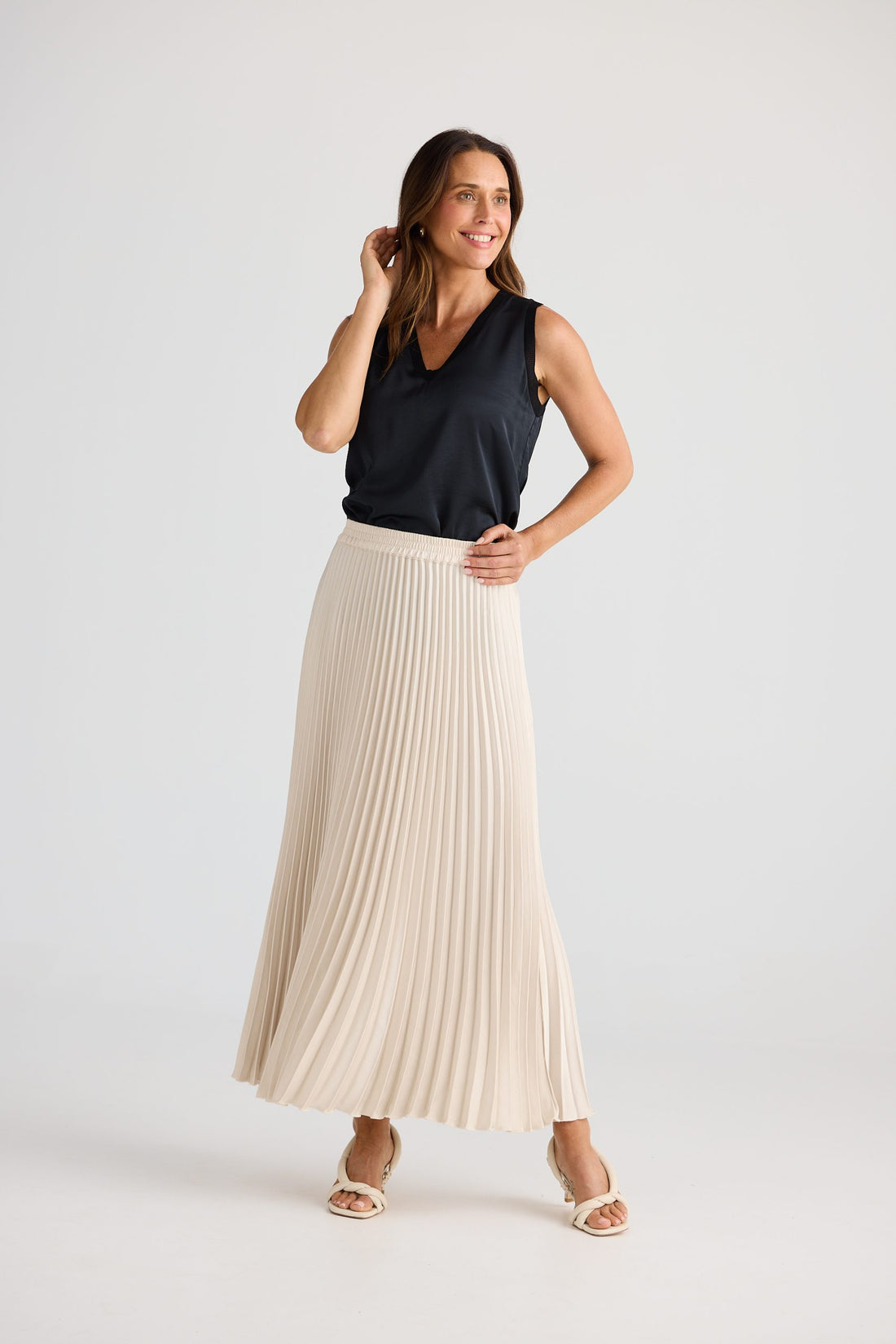 Alias Pleated Skirt | Oyster Midi Skirt