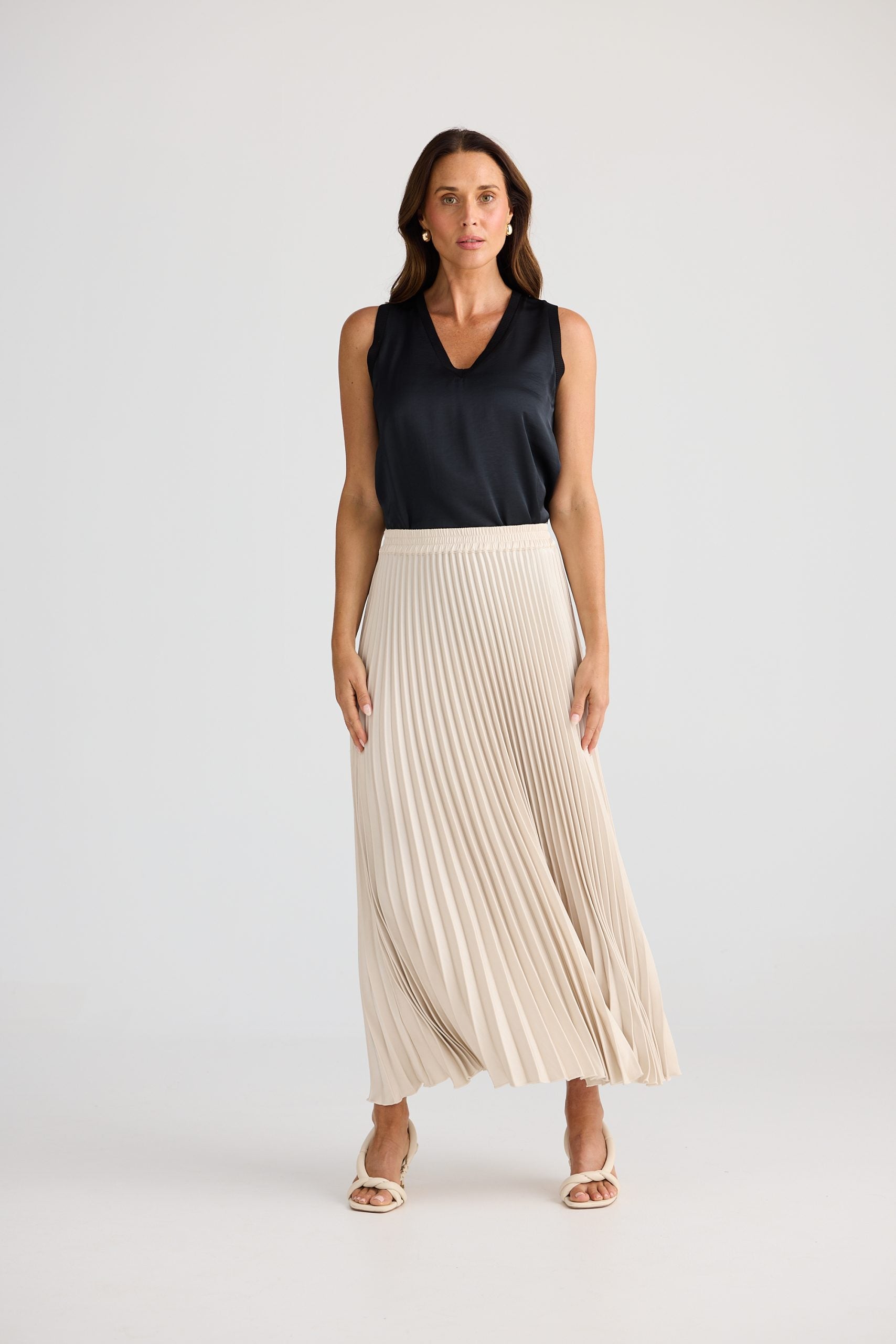 Flowy Alias pleated skirt oyster