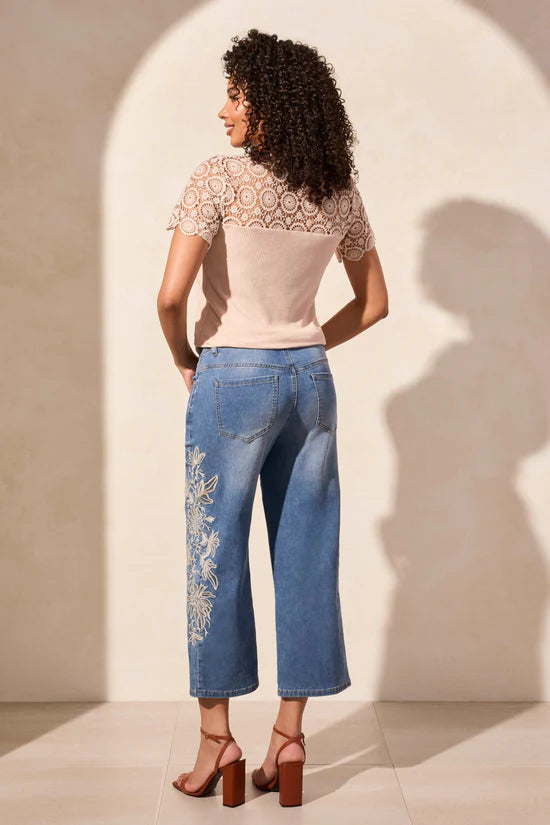 Women’s embroidered crop denim jeans