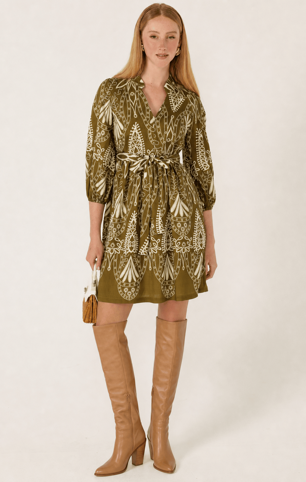Kirra Shift Dress In Olive Cream by Sacha Drake