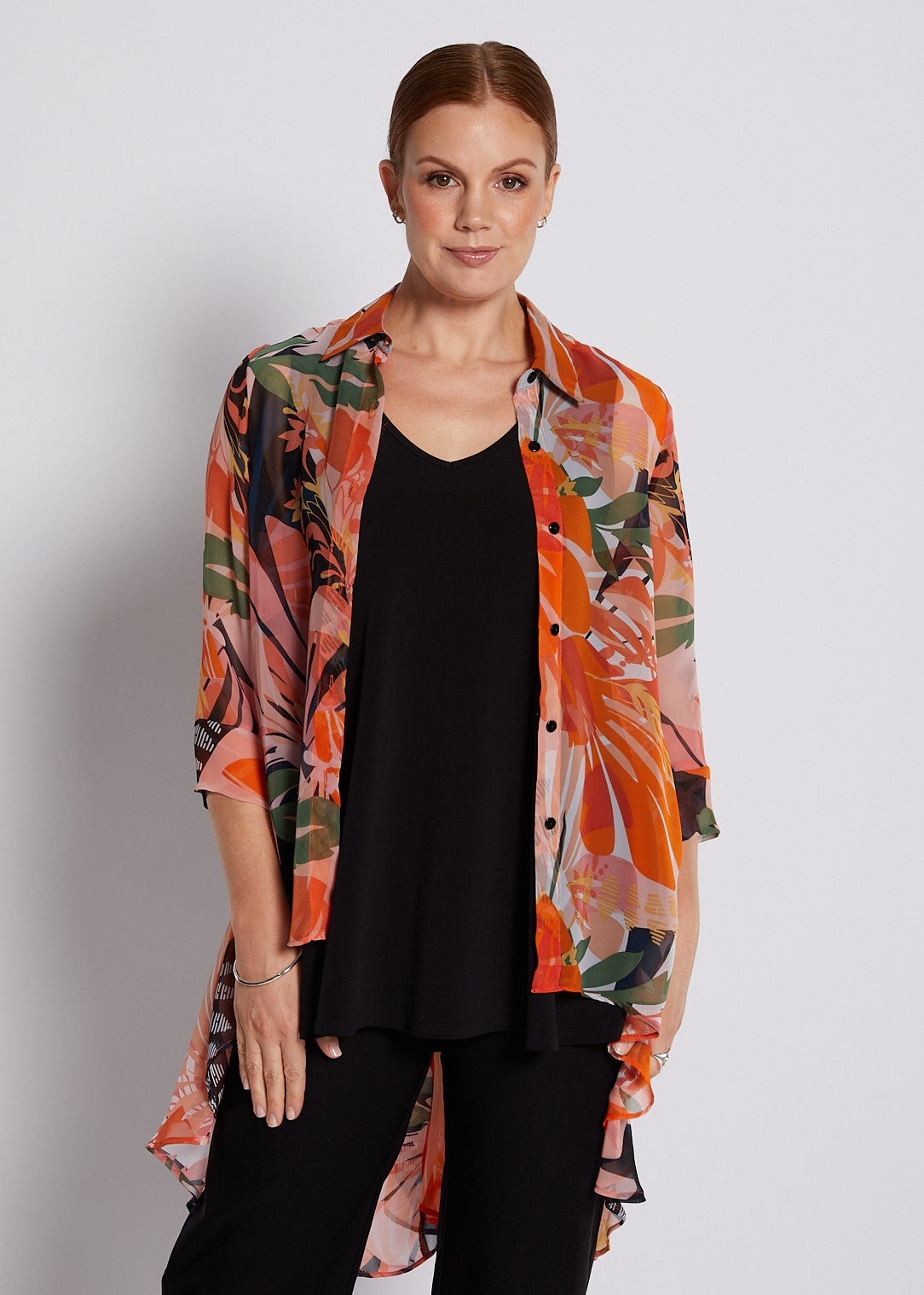 Bellini Aurelia Tropical High-Low Shirt