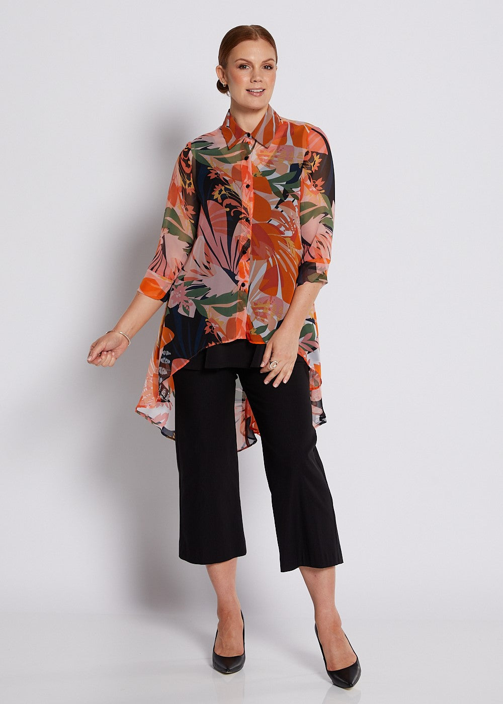 Bellini Aurelia Tropical High-Low Shirt