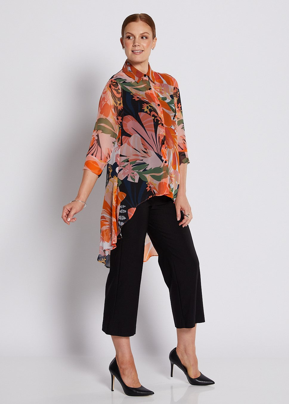 Bellini Aurelia Tropical High-Low Shirt