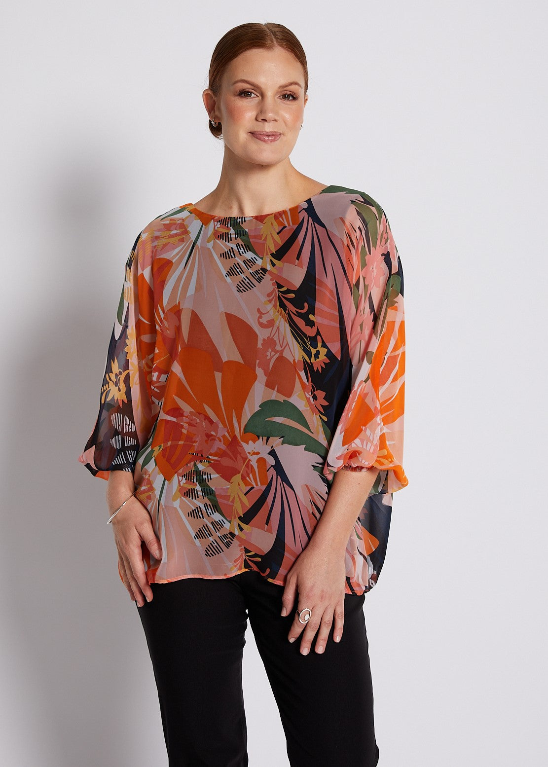 Bellini Crest Tropical Print Top