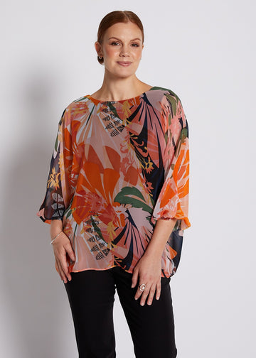 Bellini Crest Tropical Print Top