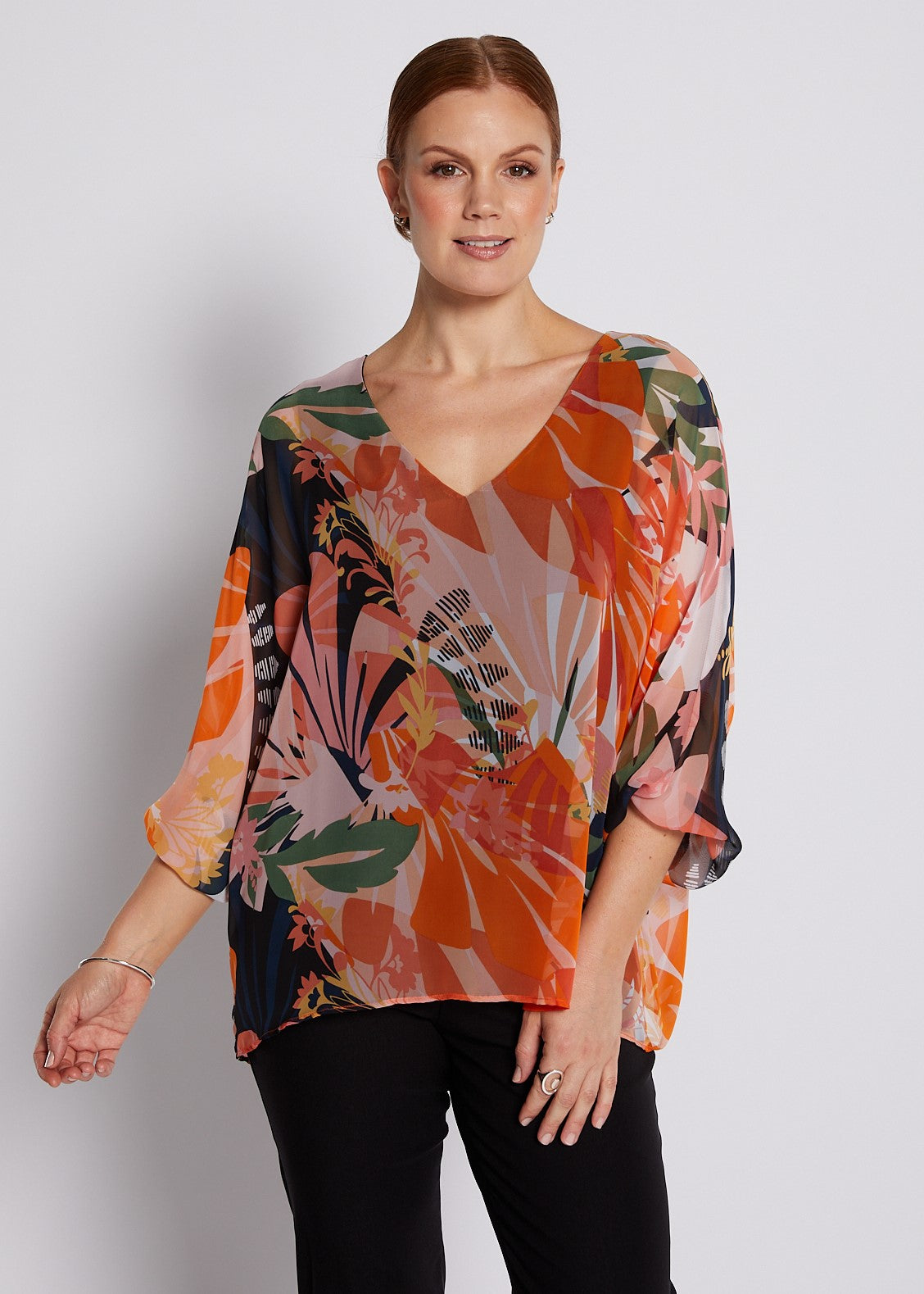 Bellini Crest Tropical Print Top