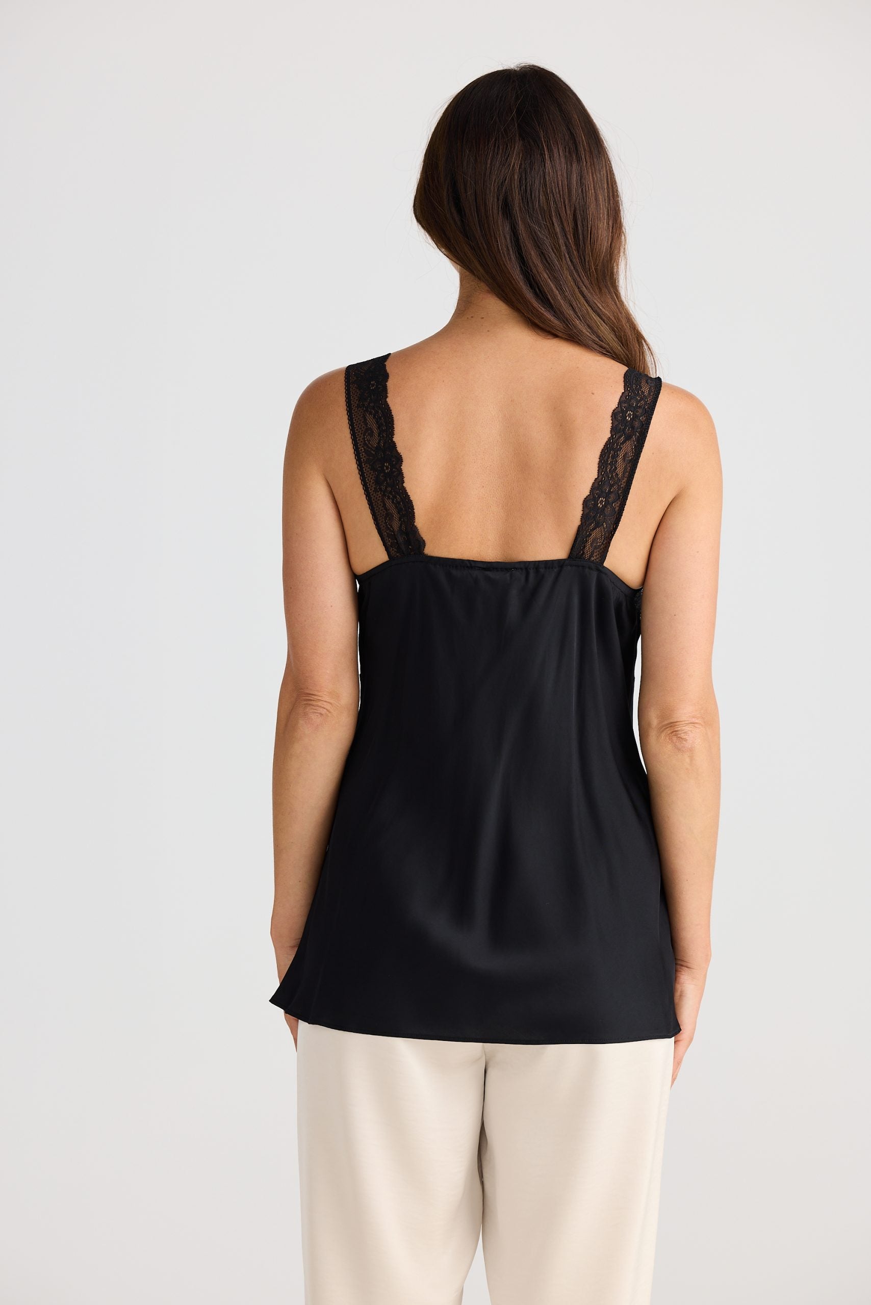 Lace trim satin feel Lois camisole Australia