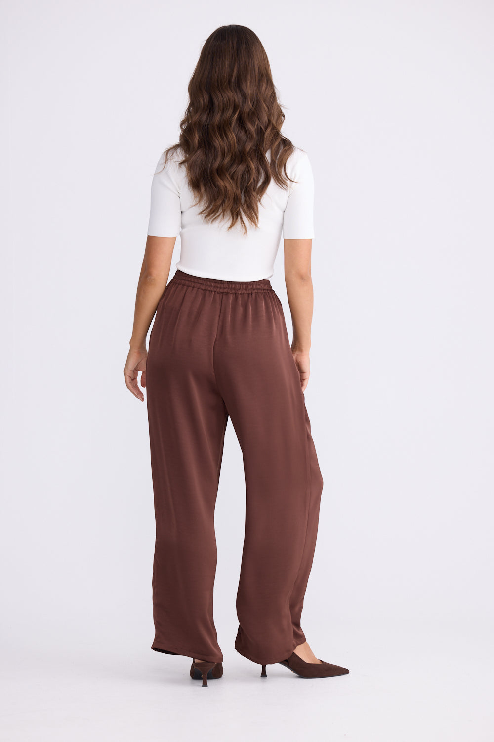 Chocolate Brown Wide-Leg Pants | Elegant Relaxed Fit Trousers Australia