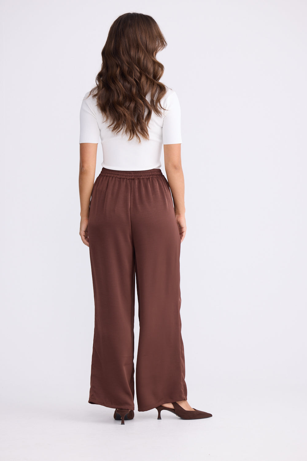 Chocolate Brown Wide-Leg Pants | Elegant Relaxed Fit Trousers Australia