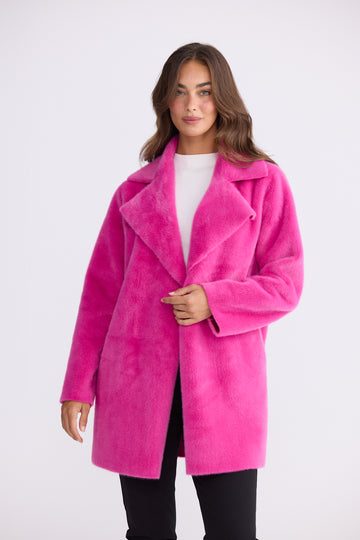 Hot Pink Oversized Faux Fur Coat | Statement Luxury Winter Coat Australia