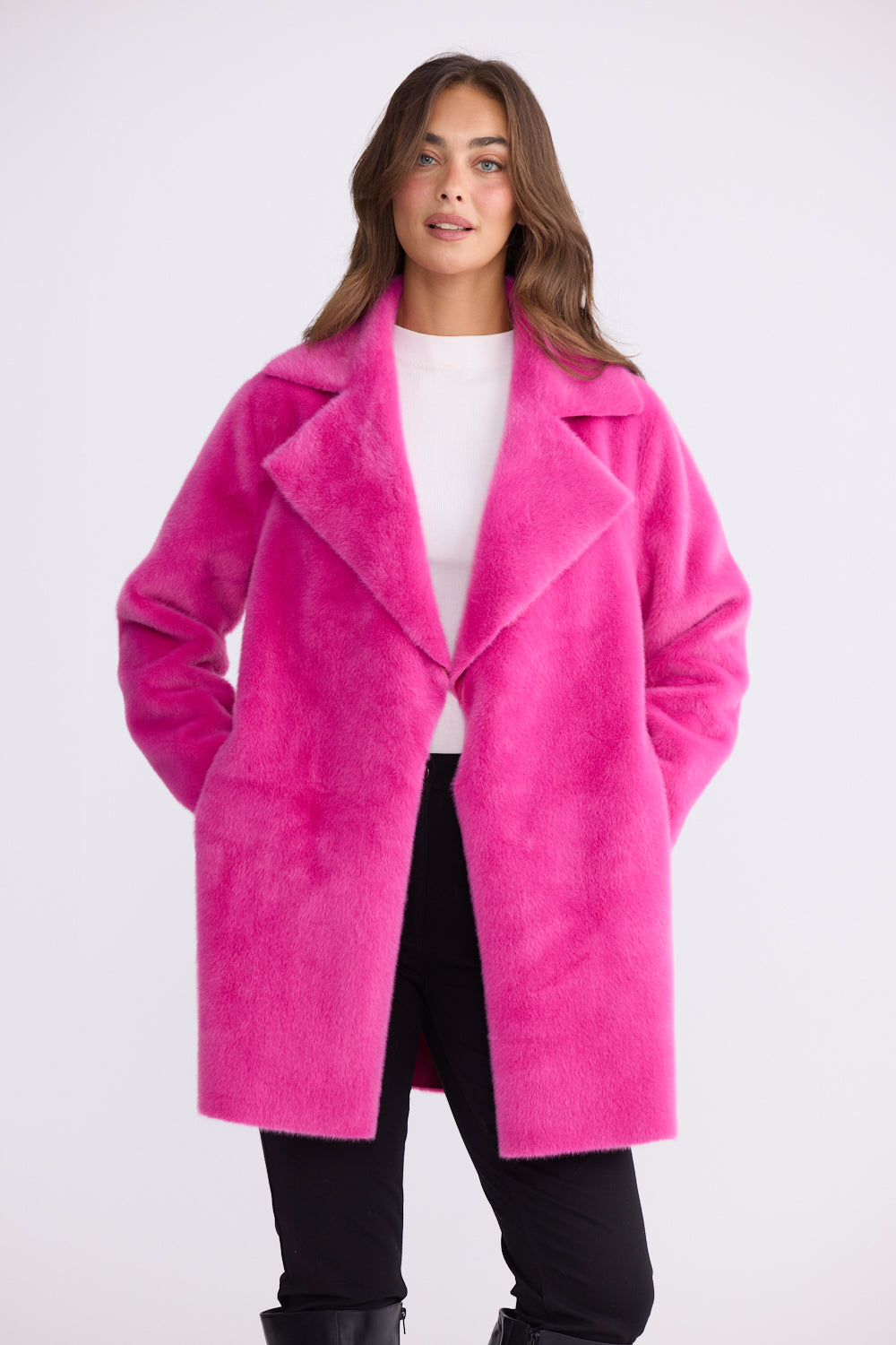 Hot Pink Oversized Faux Fur Coat | Statement Luxury Winter Coat Australia