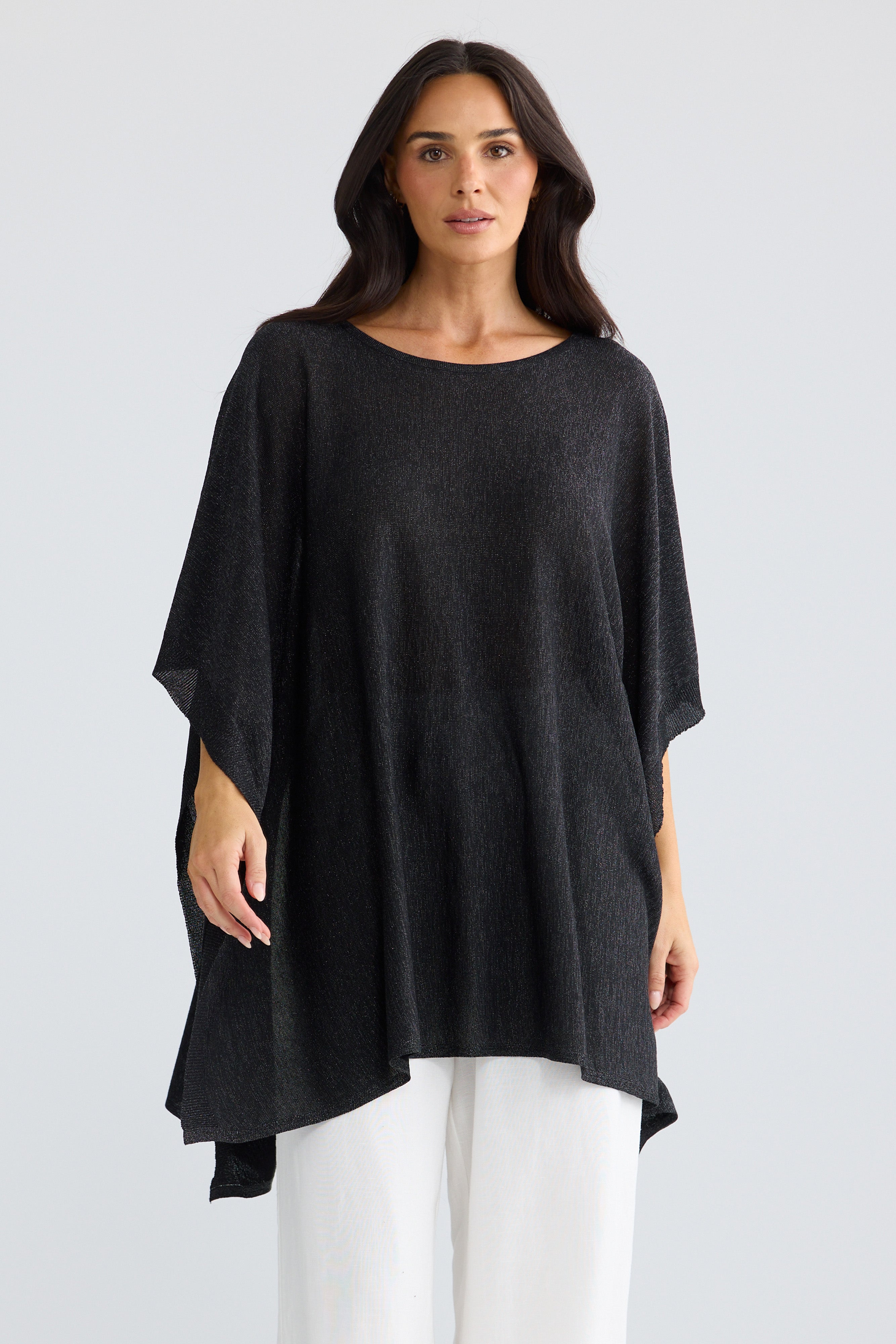 Pristine Shimmer Cape in Black with Silver & Champagne with Silver