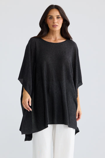 Pristine Shimmer Cape in Black with Silver & Champagne with Silver