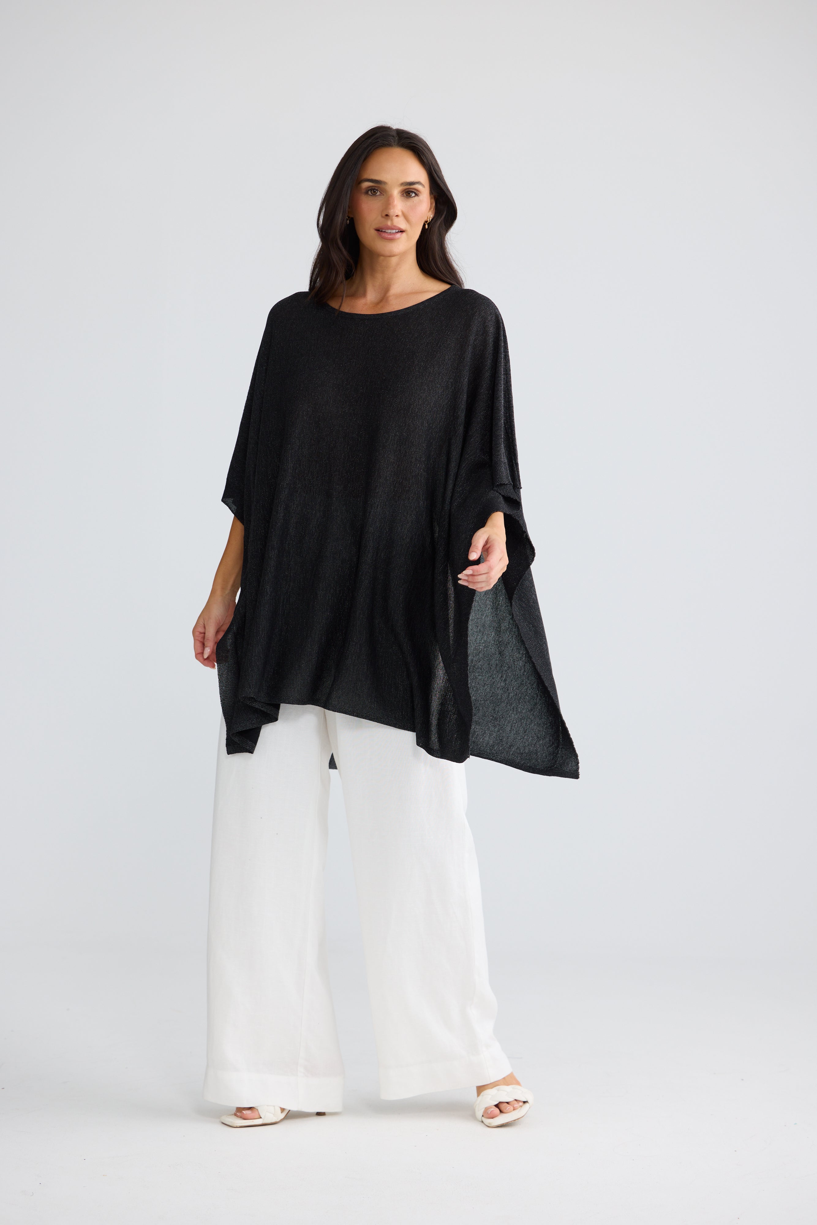 Pristine Shimmer Cape in Black with Silver & Champagne with Silver
