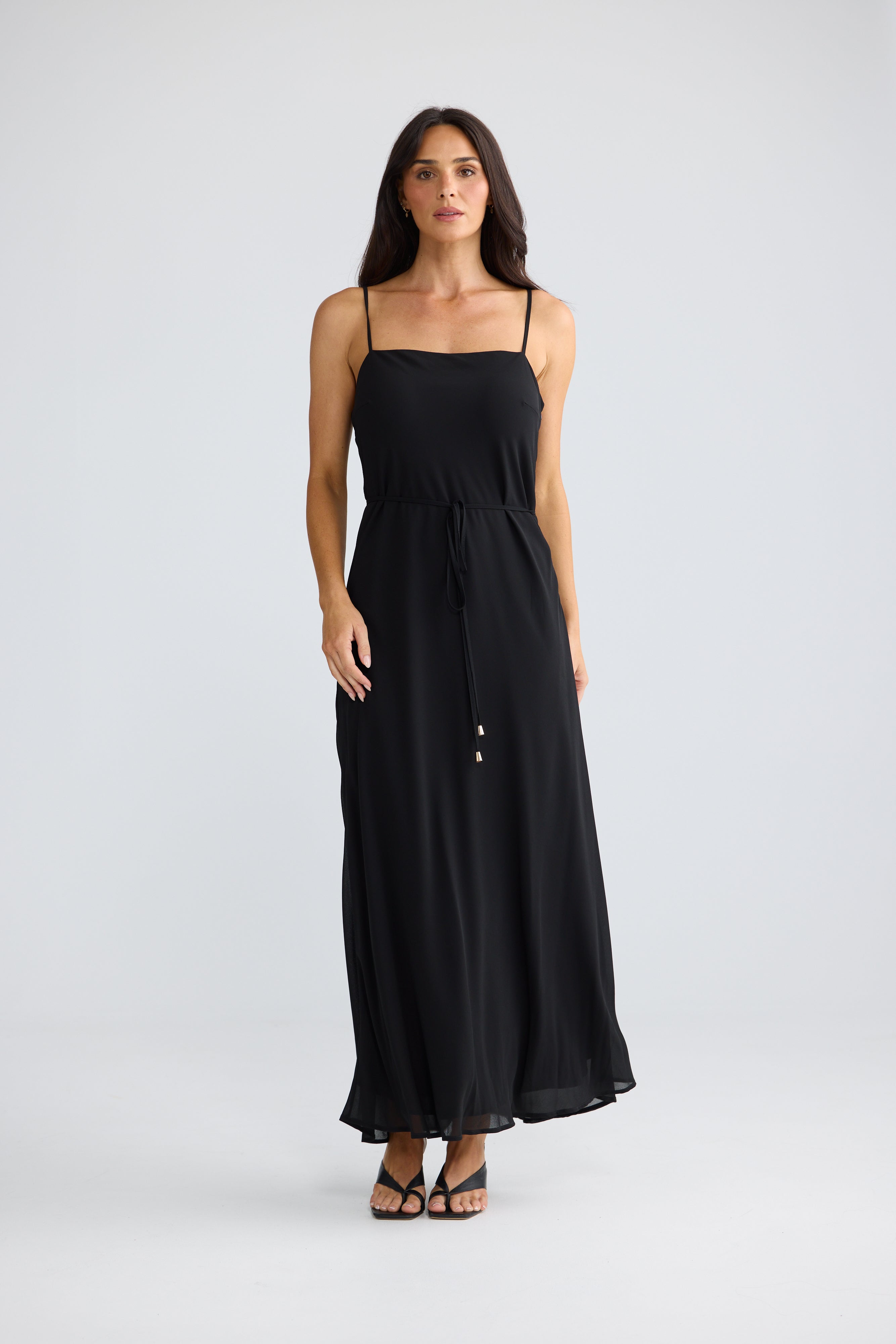 Elsbeth Black Spaghetti Strap Maxi Dress | Elegant Black Maxi Dress Australia