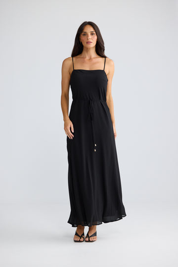 Elsbeth Black Spaghetti Strap Maxi Dress | Elegant Black Maxi Dress Australia