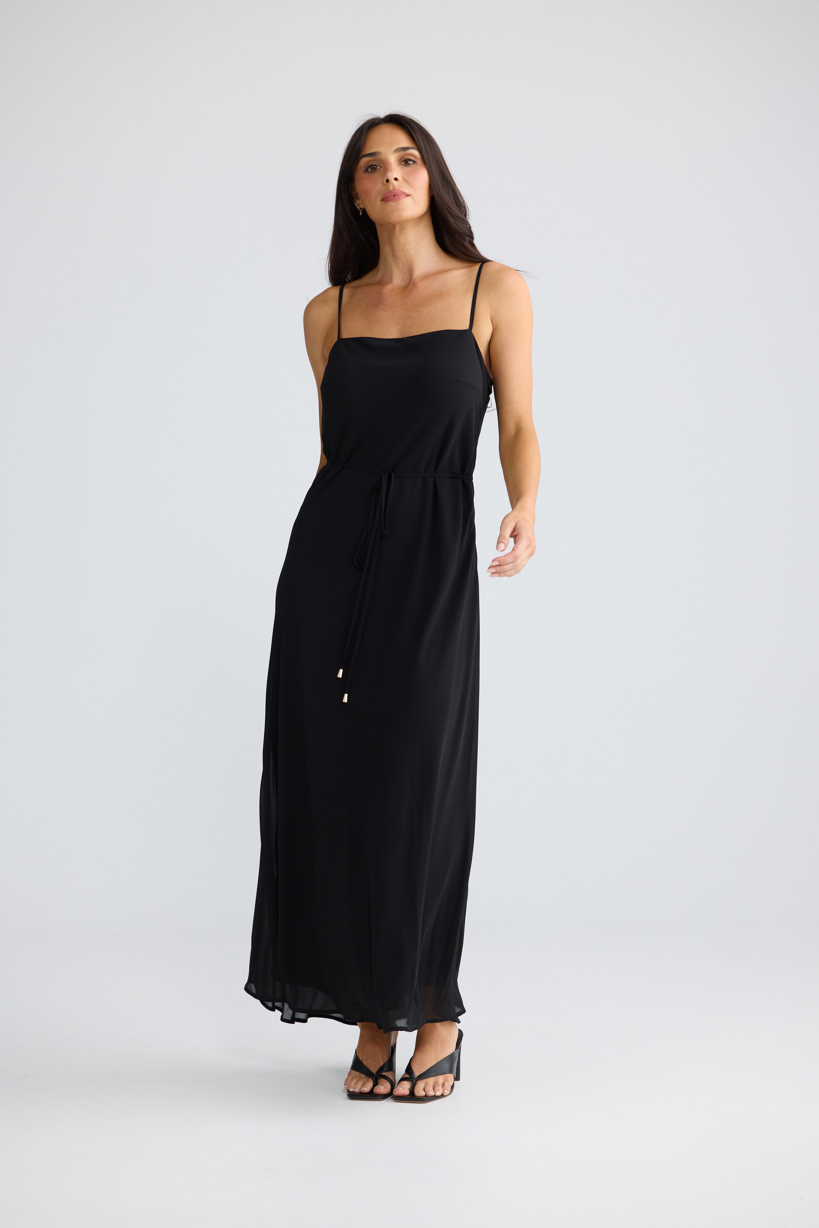 Elsbeth Black Spaghetti Strap Maxi Dress | Elegant Black Maxi Dress Australia