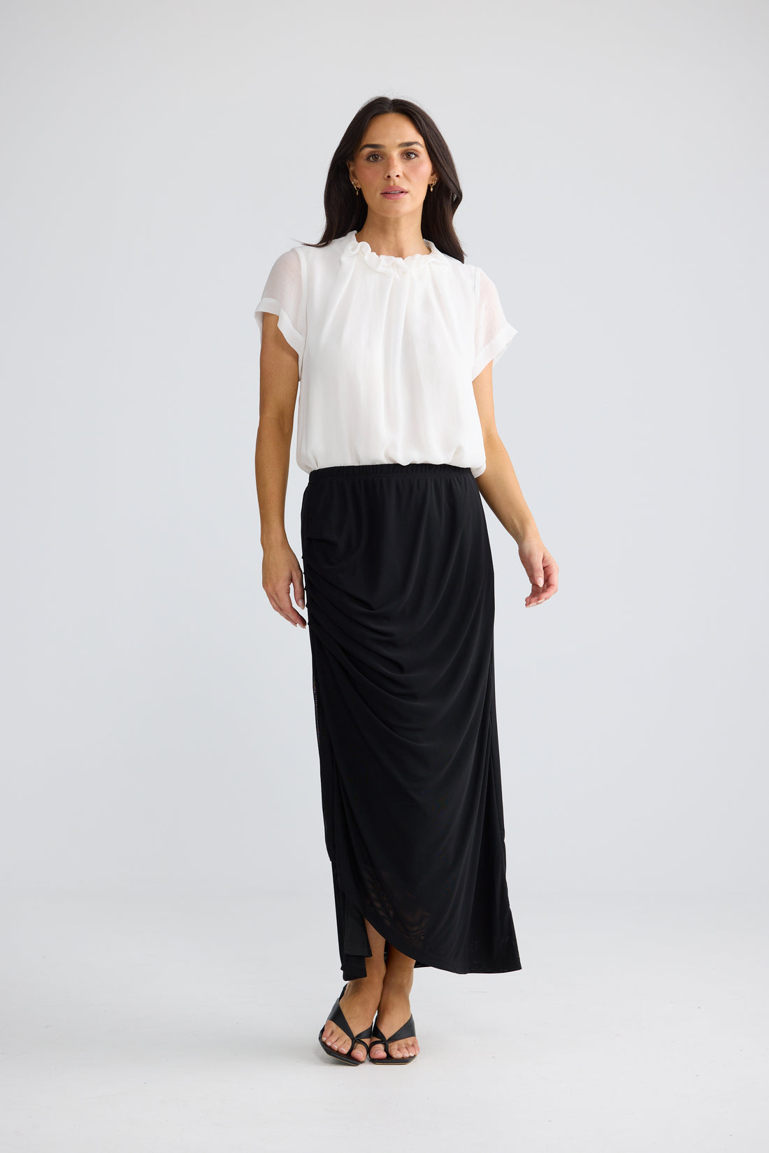 Francine Black Draped Maxi Skirt | Elegant Black Maxi Skirt Australia