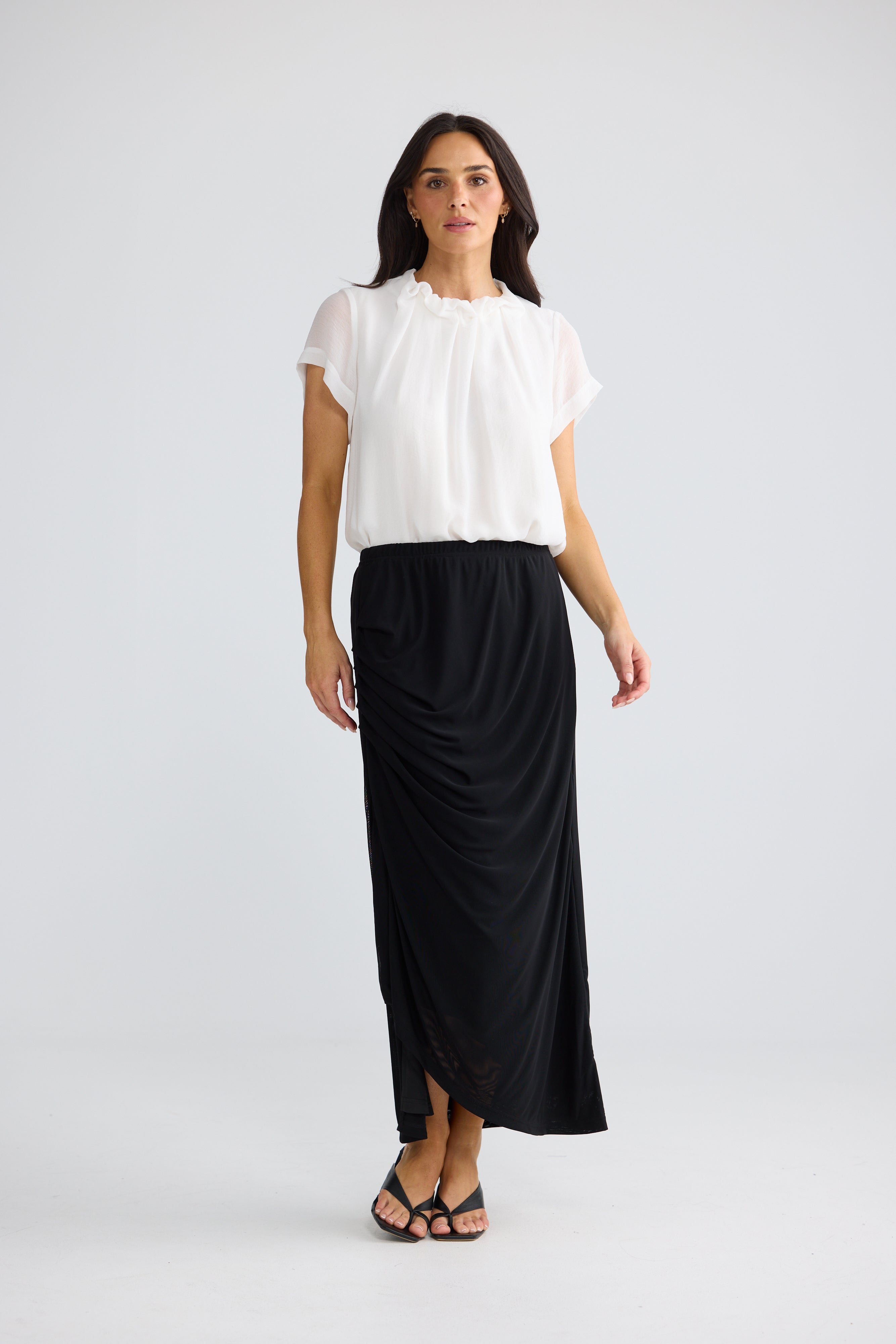 Francine Black Draped Maxi Skirt | Elegant Black Maxi Skirt Australia